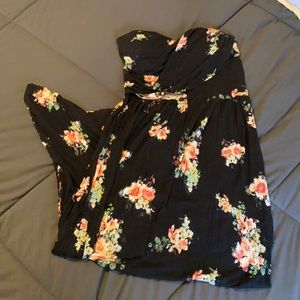 Black Sweetheart Strapless maxi with Floral